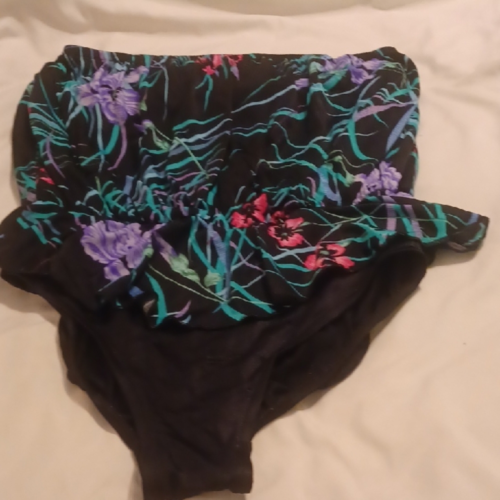 Avon Black Floral One Piece Swimsuit